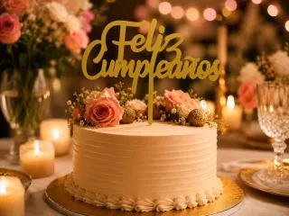 Topper de Tarta “Feliz Cumpleaños” – Decoración Elegante 3d