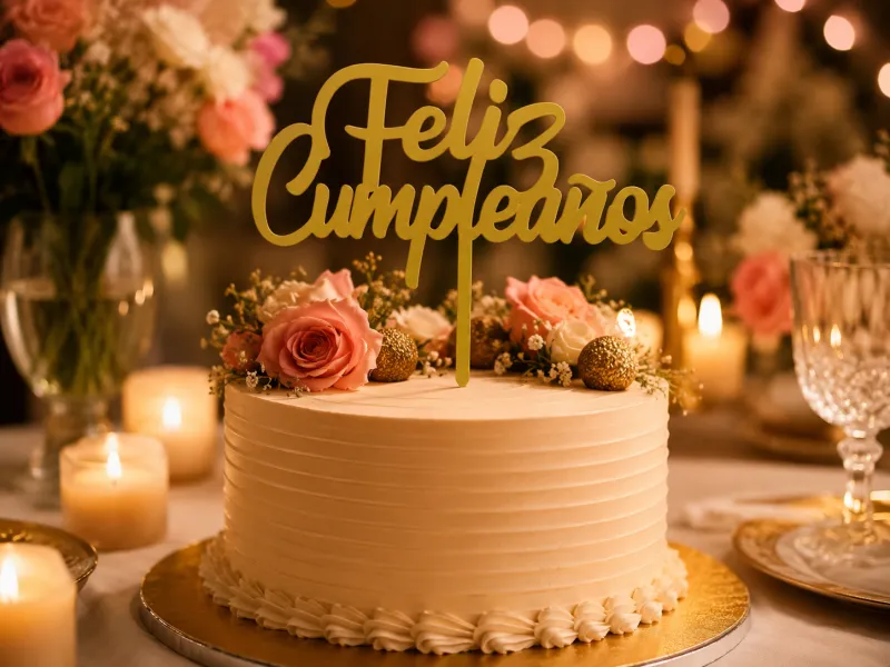 Topper de Tarta “Feliz Cumpleaños” – Decoración Elegante 3d