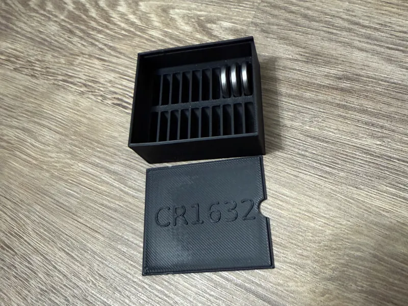 CR1632 Battery Storage Case — 20 Cells with Sliding Lid
