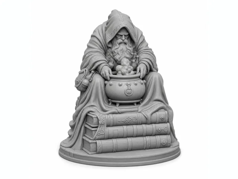 Seated Alchemist at the Cauldron