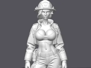 sexy woman in firefighter uniform