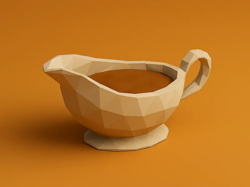 Low Poly Thanksgiving Gravy Boat 3D Model