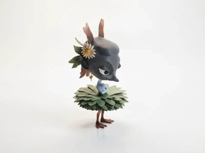 Figurilla de pájaro bailarina de fantasía femenina imprimible en 3D