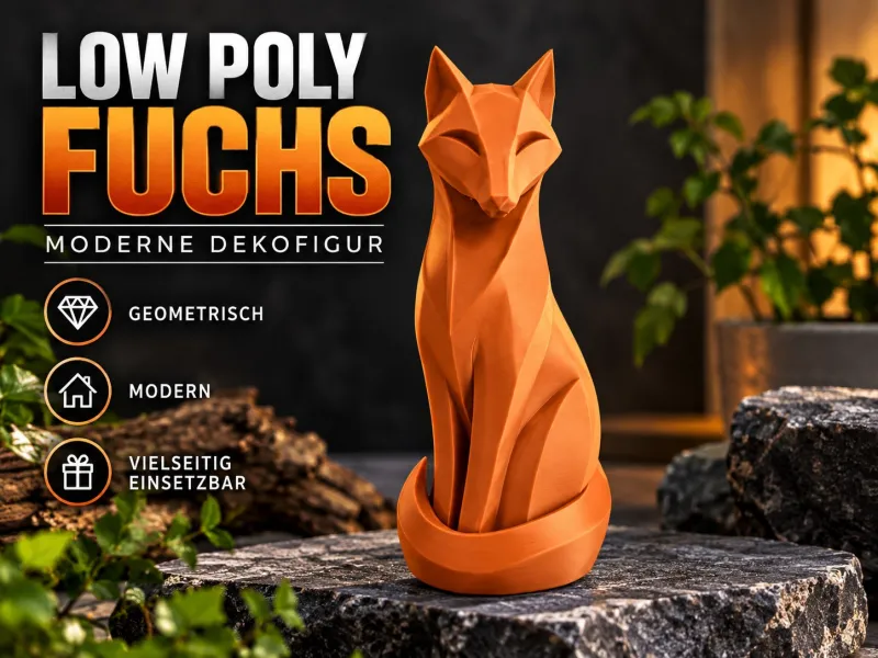 Low Poly Fuchs – Moderne geometrische Dekofigur