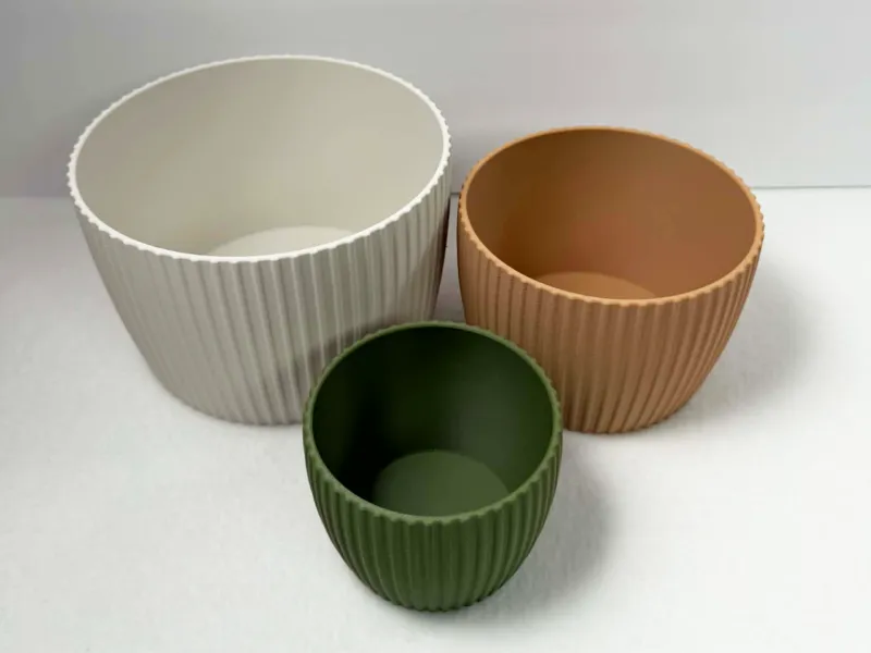 Set of 3 Ribbed Bowls