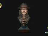 Jack Sparrow Bust STL  Pirates of the Caribbean 3D Print Scu-0