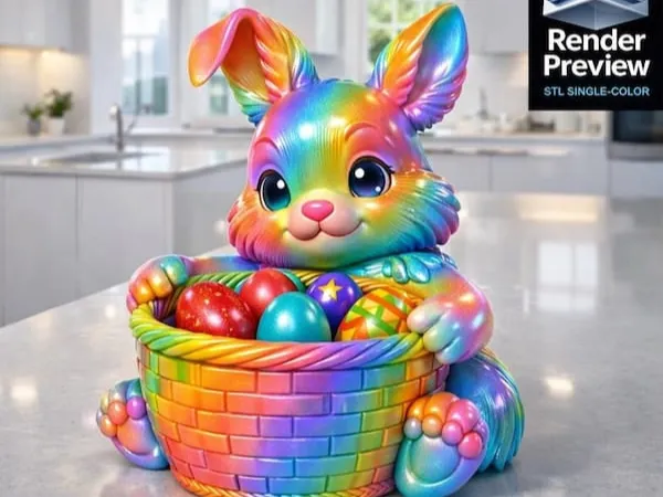 Bunny STL – 3D Printable Cute Rabbit with Basket