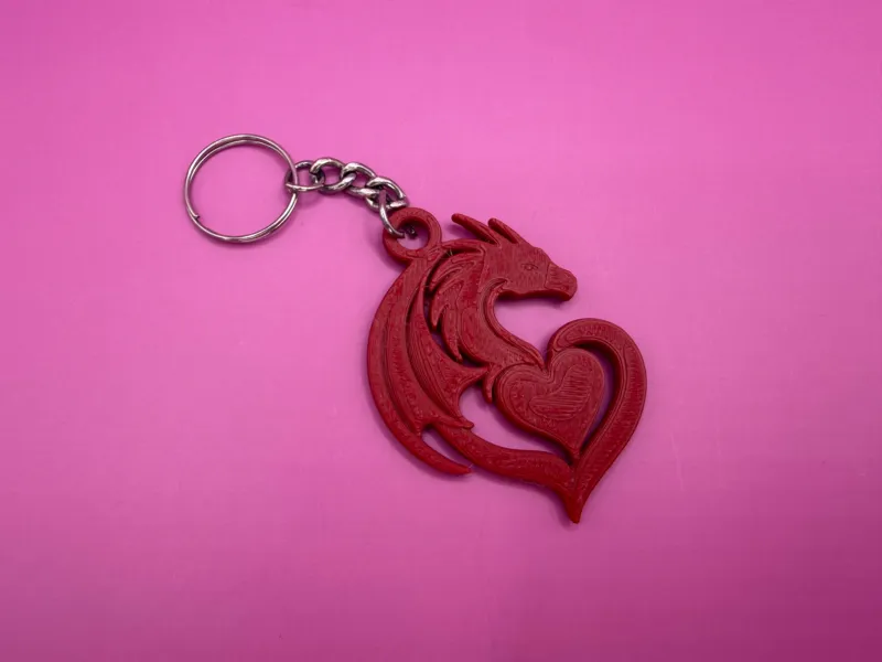 Dragon with heart keychain