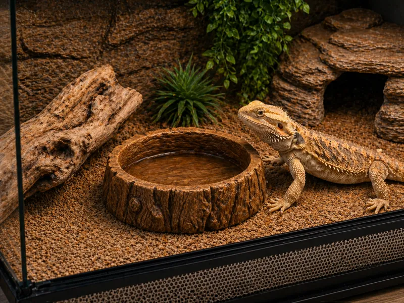 wood lizard bowl