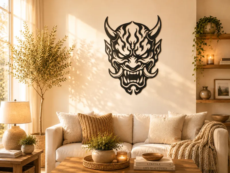 Oni Demon Masker Wanddecoratie