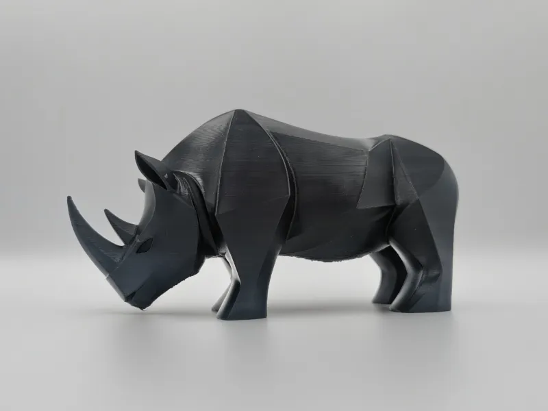 Geo Rhino Sculpture – Modern Animal Art Piece