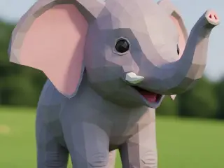 Super Cute Low Poly Baby Elephant