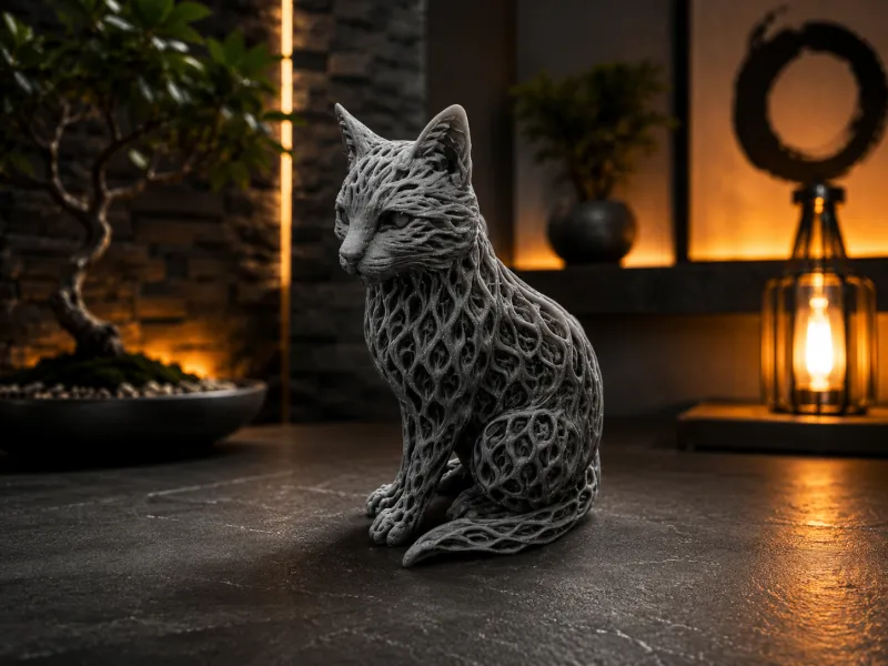 Скульптура мистической кошки - фэнтезийная модель для 3D-печати