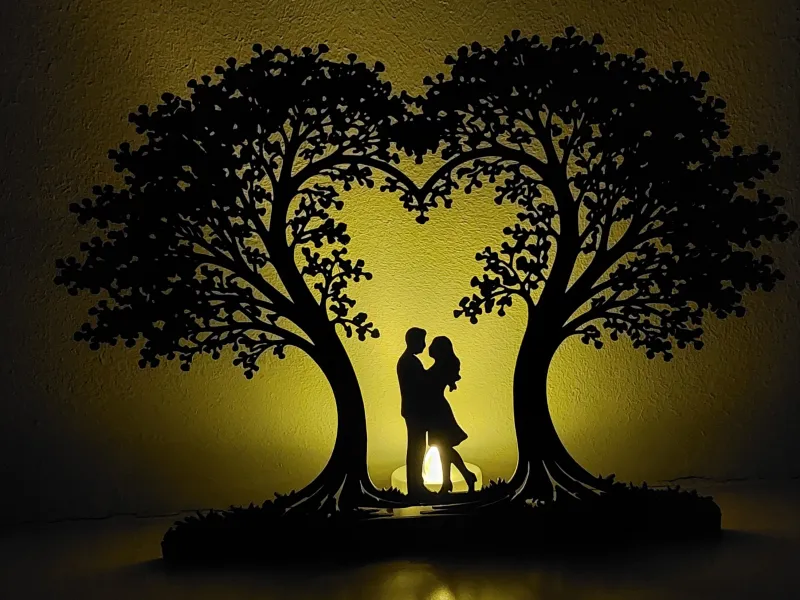 Romantische "Ewige Liebe" Baum-Silhouette