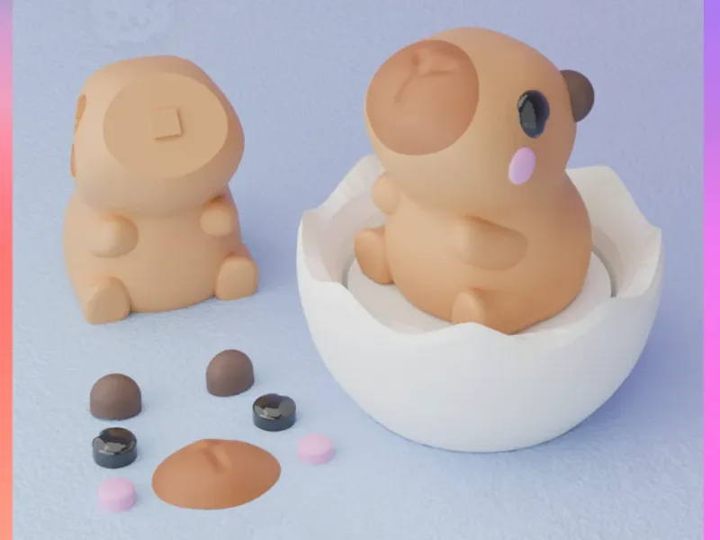 Capybara Clicker & Keychain (Separated Parts)