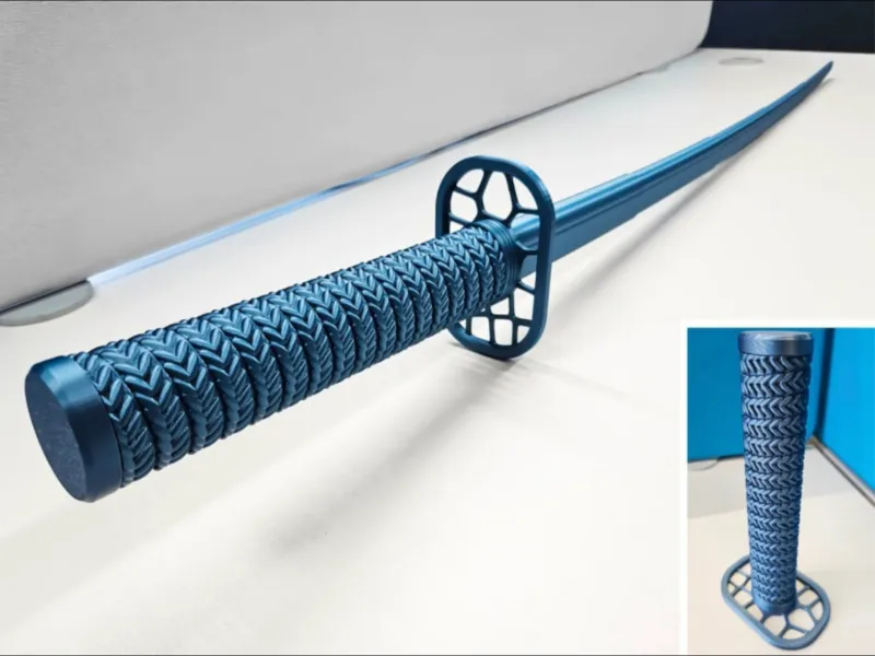 🗡 Вязаная сине-серебряная катана Knitted Blue Silver Katana