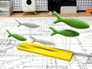 Minimalist Creative Ornament - A School of Swimming Fish