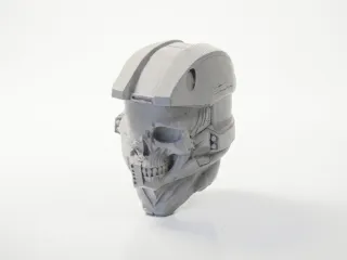 Half Skull Face Master Chief Bust Sculpture 3D Printable