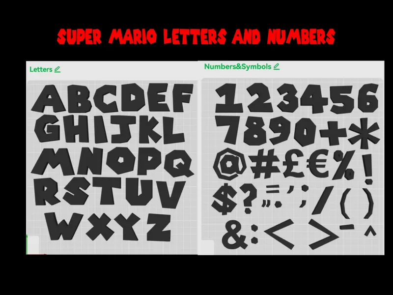 Super Mario Bros Buchstaben & Zahlen