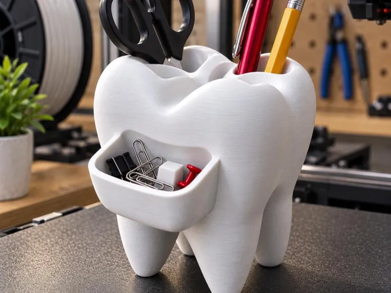 Dentist Desk Organizer STL | Tooth Pen Holder