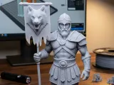 warrior with wolf head banner-0