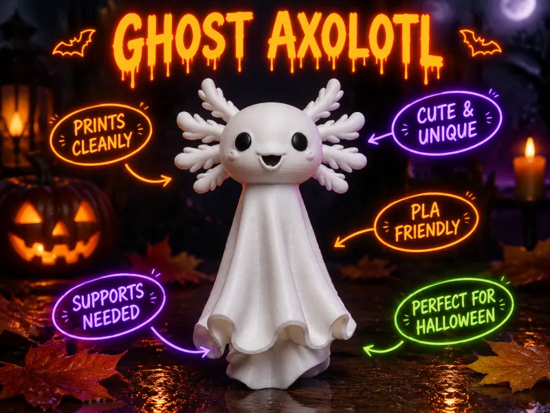 Cozy Ghost Axolotl - Your Spooky Little Friend