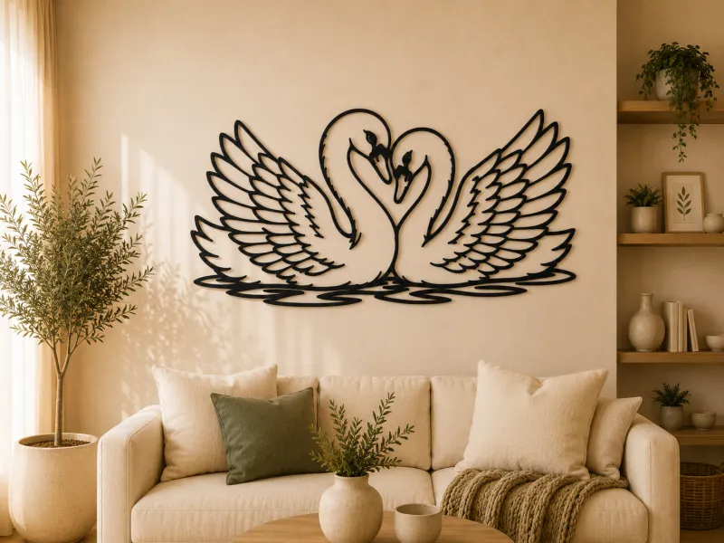 Romantic Swan Couple 2D Wall Art