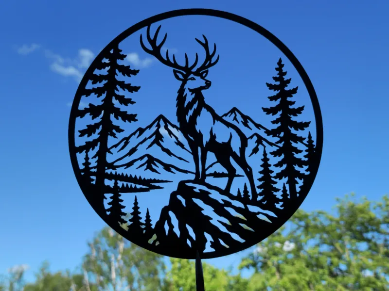 Majestic Deer Mountain Scene 2D Wall Art