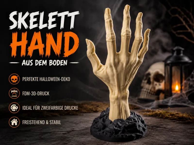 Gruselige Skelett-Hand aus dem Boden – Halloween & Horror De