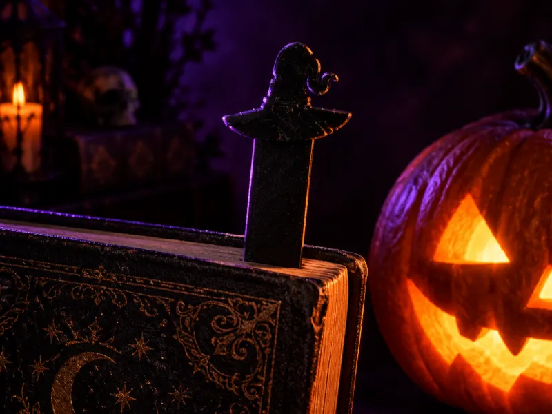 カーブした垂れ下がる魔女の帽子ブックマーク - ハロウィンエディション