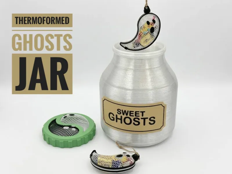 Jar with thermoformed ghosts