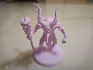 Red Horned Demon with Spiked Mace Figurine