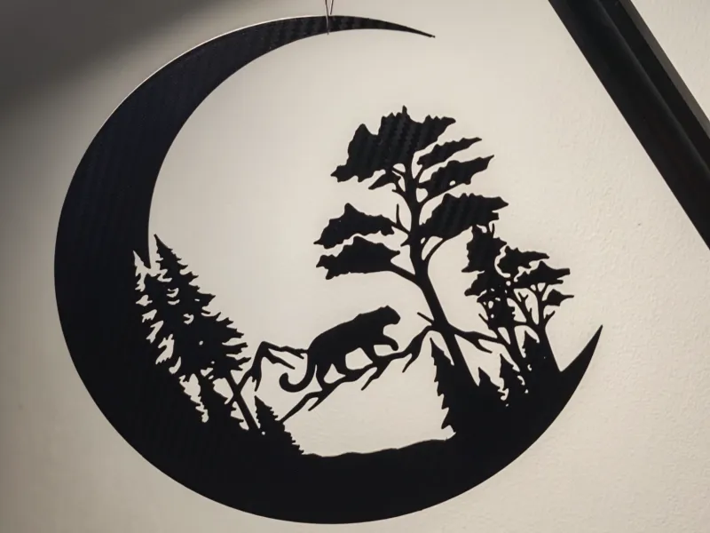 Crescent Moon Wilderness & Panther Wall Art / Silhouette