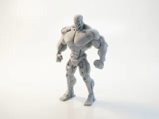 Buff Terminator Figurine Muscular Character 3D Printable