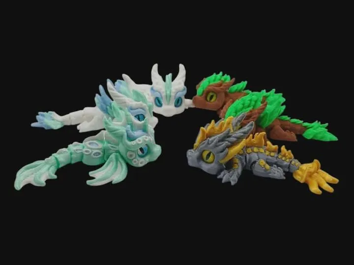 Glass Eye 3D Tinys Elemental Dragon Pack