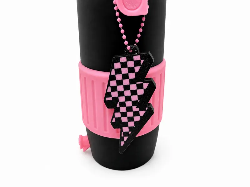 Checkered Lightning Bolt Can Tab Opener Keychain