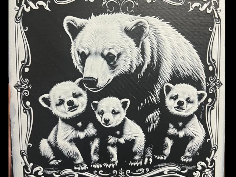 Bear & Cubs Hueforge 200x200