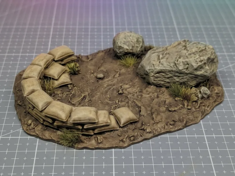 Rocha e Sacos de Areia - Terreno para Wargame Grimdark