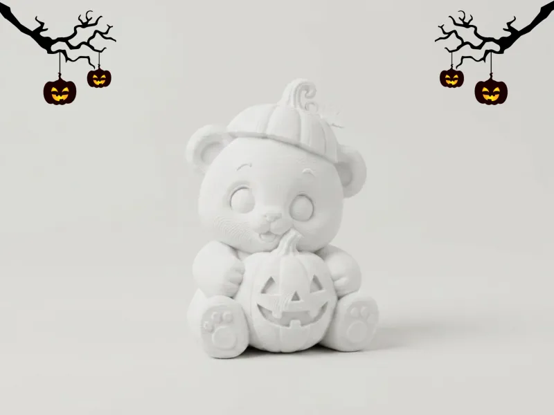Cute Pumpkin Bear - Cozy Halloween Figurine