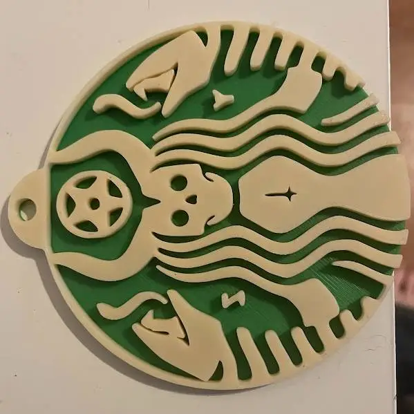 Skeletal Starbucks Christmas ornament/keychain