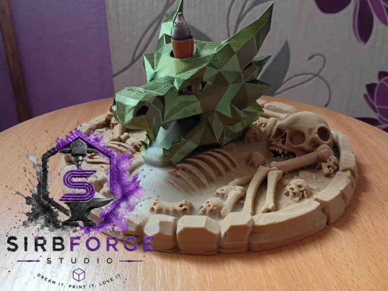 🐉 BackFlow Dragon Head Incense Burner with Skeleton Base💀