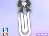 Paperclip Black bow with pearl - bookmark-0