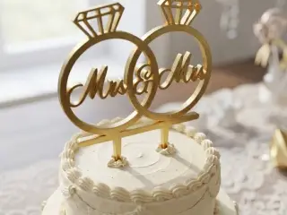 Elegant "Mrs & Mrs" Wedding Cake Topper - Interlocking Rings