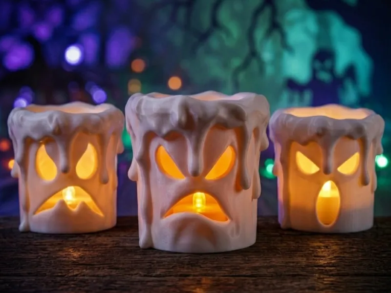 Spooky Halloween LED Candle Trio - LED Tealight Decoration