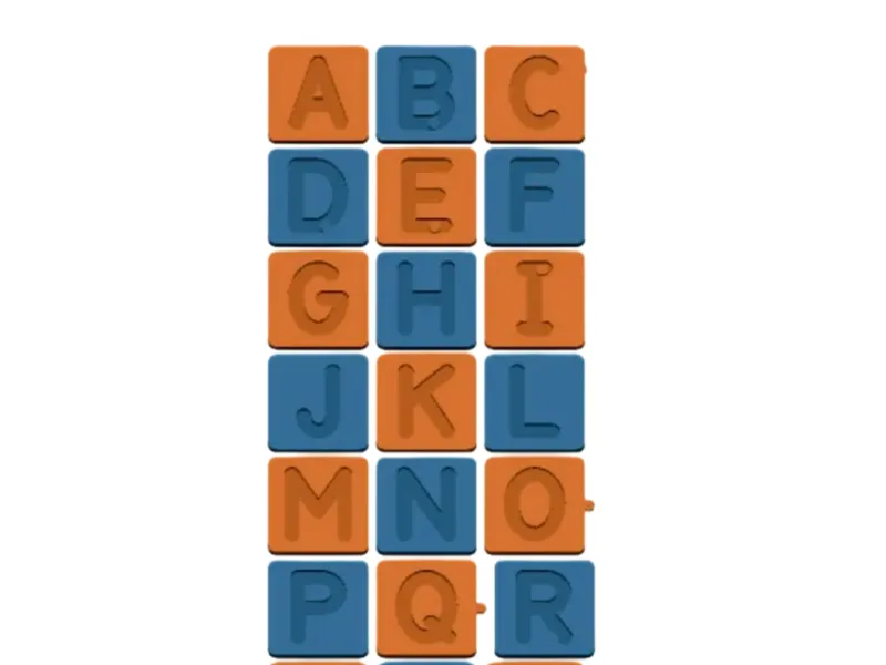 Chunky letter tiles - 52 tiles, the capitals and lA-Z, 30 mm