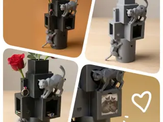 Cat Tower Vase and Desk Organizer