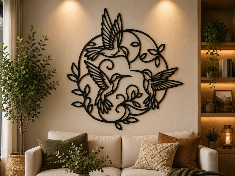 Hummingbird Nature Circle 2D Wall Art