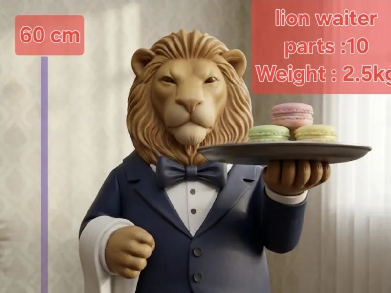 Luxury Lion Butler Statue 60cm Lion Waiter multiparts