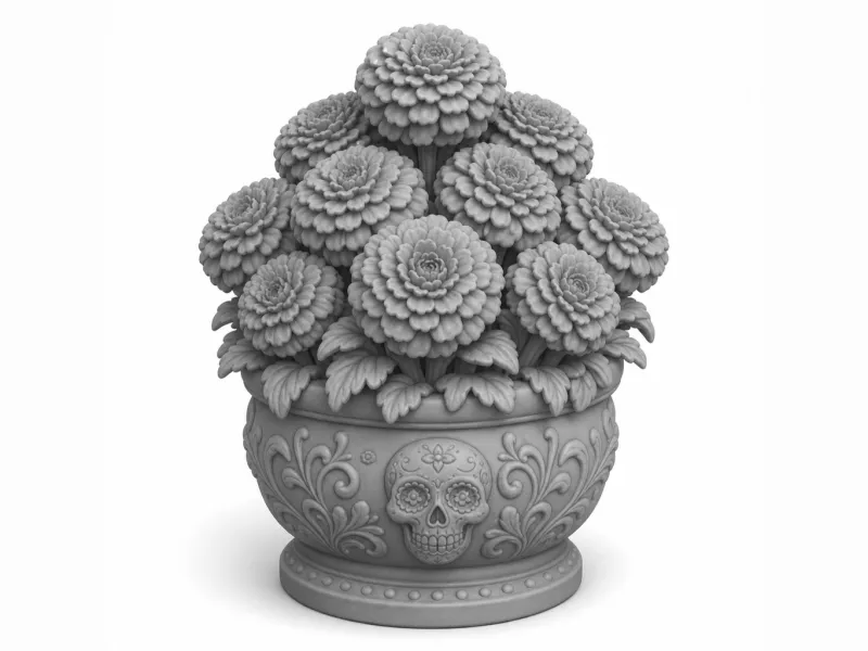 Vaso de Flores Cempasúchil