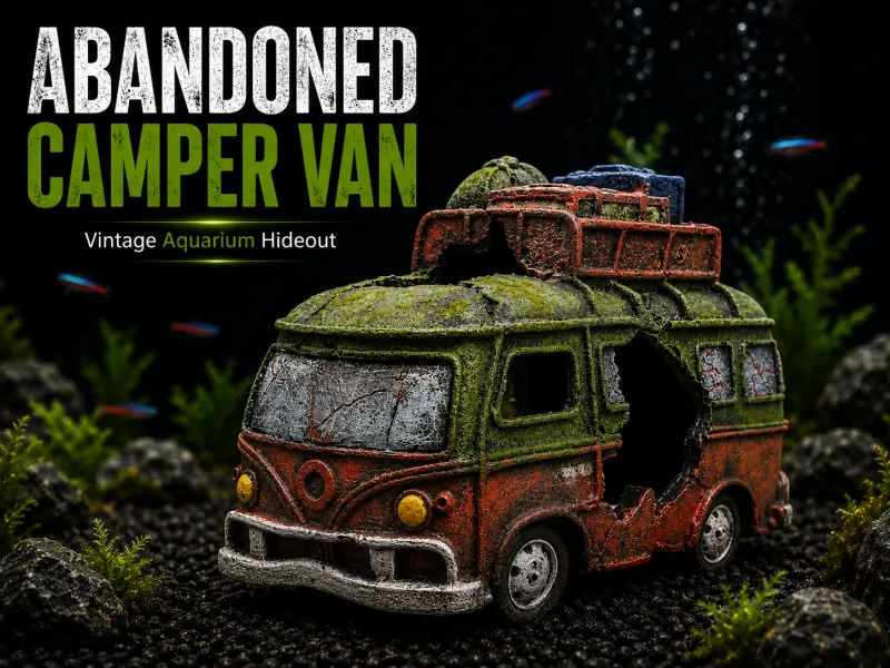 ABANDONED CAMPER VAN Vintage Aquarium Hideout